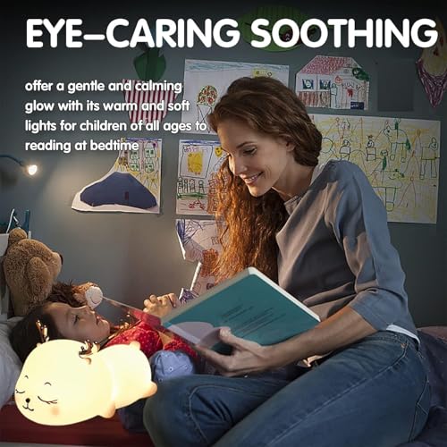 Image of 7-Color Changing Silicon Deer Night Light | Soft Silicone Tap Sensor Lamp | Rechargeable Night Light with USB Cable| Perfect for Toddler, Kids, Boys, Nursery & Home Decor