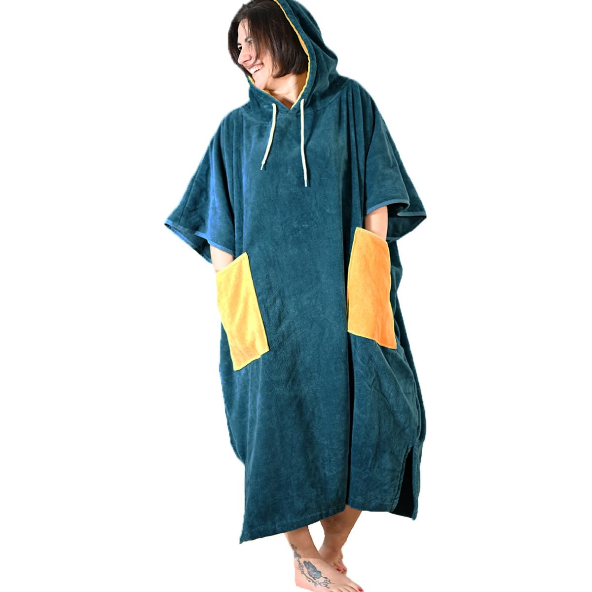Sensei Maison - Poncho de Plage Adulte en Velours Beach - S/M - Petrol