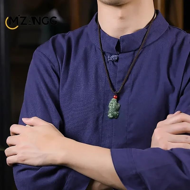 Collier pendentif Pixiu en jade de Hetian véritable sculpté