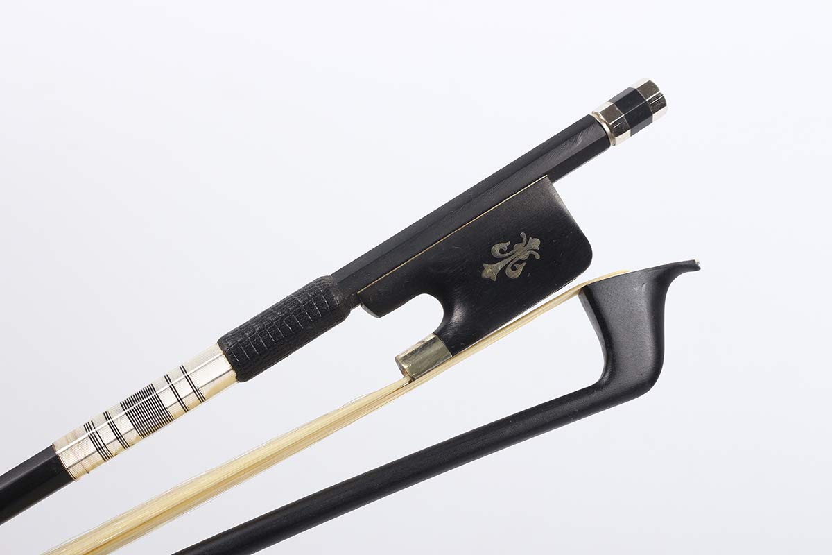 Yinfente Carbon Fiber Cello Bow 4/4 Full Size Natural White Mongolian Stallion Horse,Sheep Leather Grip Well Balance&Lightweight& Pernambuco Level For Musician of All Skill Levels