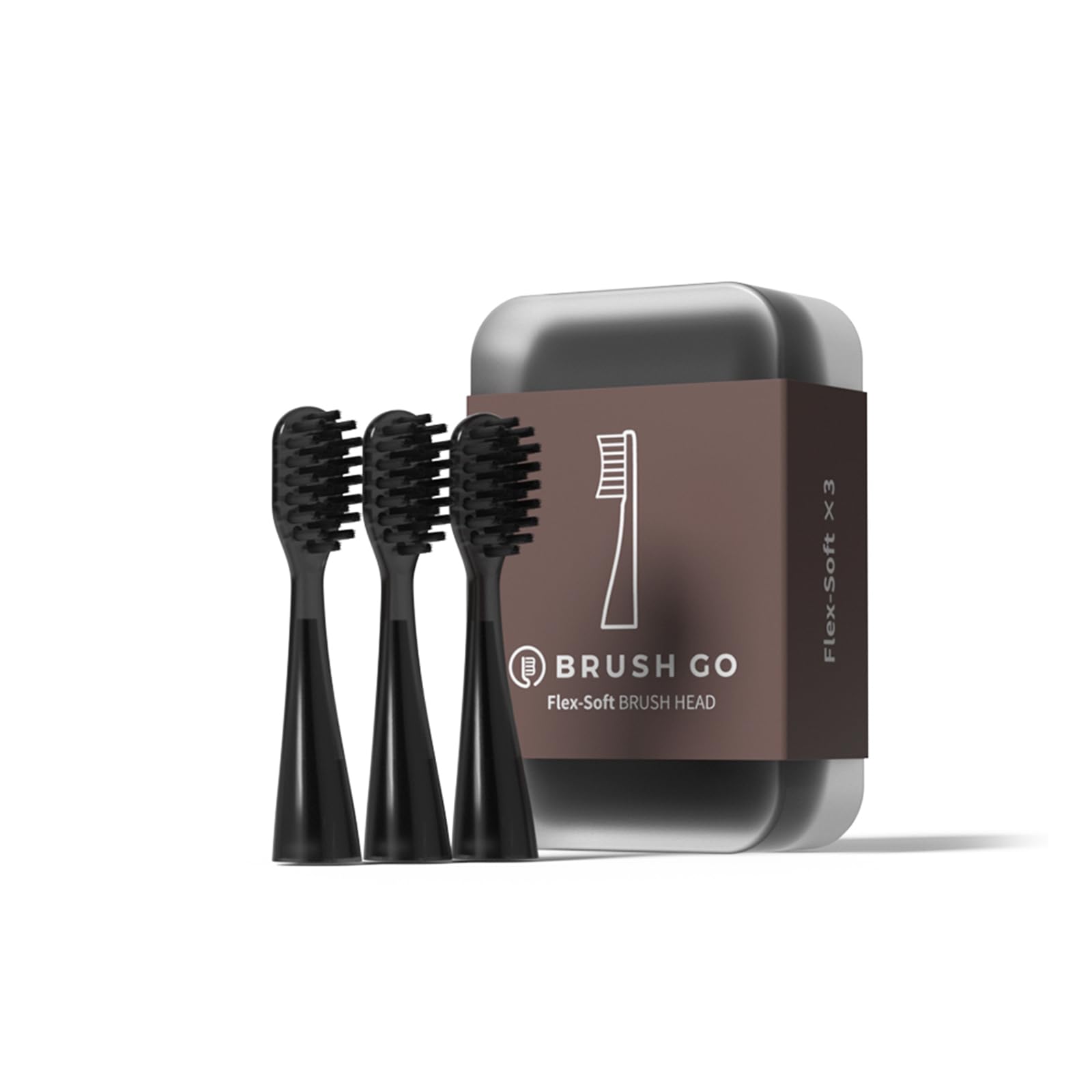 MIPOW Brush GO i4 - Testine di ricambio compatibili con spazzolino elettrico Slim Pro i4, setole morbide, medio-morbide, uso quotidiano, confezione da 3, tipo a setole (FlexSoft)