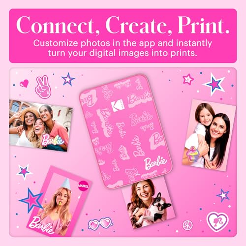 Image of Kodak x Barbie Instant Smartphone Portable Photo Printer, Full Color, Wireless, Zink 2x3 inch (5.1x7.5 cm) Sticky-Back Photos, Print from iOS & Android Devices with Fun Editing App, Signature Style