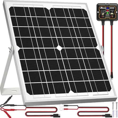 SOLPERK Solar Panel Kit 20W 12V, Waterproof Solar Battery Trickle Charger Maintainer + Smart MPPT Controller + Adjustable Mount Bracket for Boat Car RV Motorcycle Marine Automotive by SOLPERK - Used condition - US$31.34