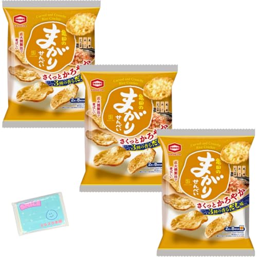 Ｍｏｎｏｌｏｇ Sｔｙｌｅ まがりせんべい 3種の香るだし味 16枚(2枚×8個包装) ×3袋セット ★スラスラ本舗オリジナルポケットティッシュ付き★のサムネイル