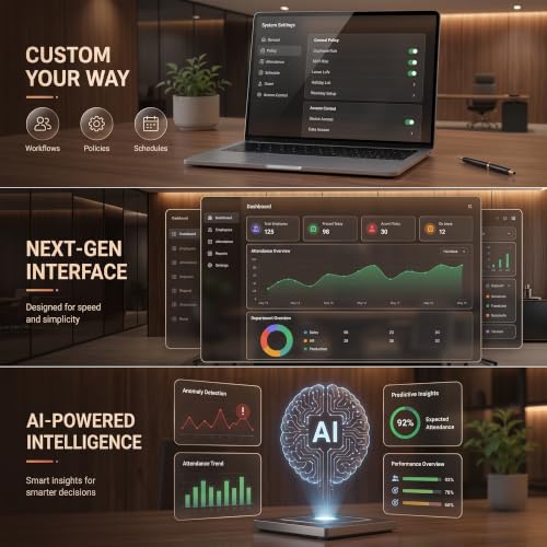 Image of Golens Face Recognition Attendance Machine with Cloud Payroll Software | Face, RFID Card & Password | WiFi, TCP /IP & USB | Mobile App & Touch Screen | Battery Backup | Office & Corporate | AM-01E