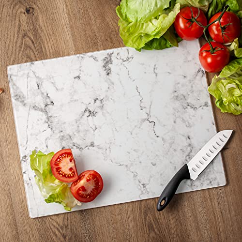 Tabla de Cortar de Vidrio Templado Counterart con Diseño de Mármol Blanco, 38,1 cm x 30,48 cm, para Cortar, Servir y Protección de Encimeras miniatura 6