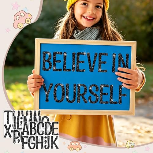 Image of Glitter Letter Stickers, 4 Inch Large Letters for Poster Board (Black)
