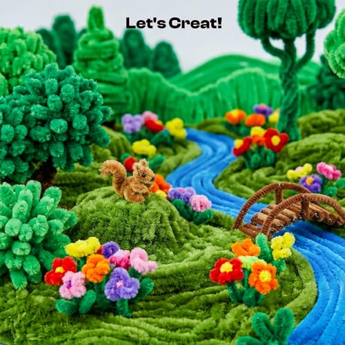 Image of Caydo 200 Pieces Green Pipe Cleaners, Thick Fluffy Chenille Stems Bulk | for Creative Arts & Crafts Projects and Holiday Home Decorations