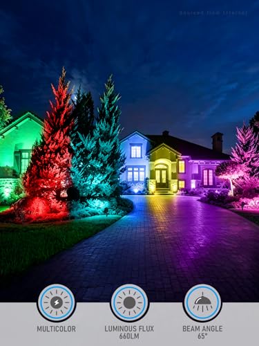 Image of LEONLITE 8-Pack RGBCW Wall Wash Dimmable LED Low Voltage Landscape Lights