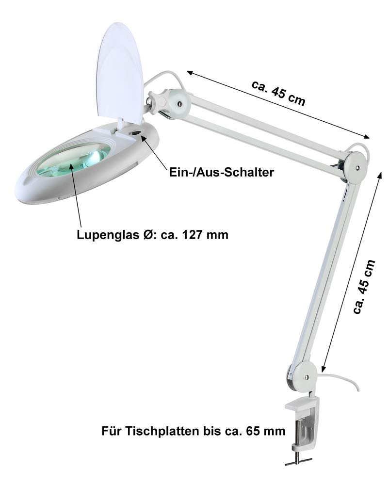 edi-tronic LED Lupenleuchte 5 Dioptrien Arbeitsleuchte Lupenlampe Lupe Kaltlicht 80 LED´s