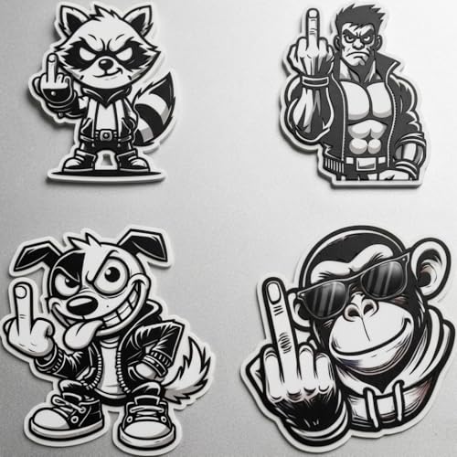 Image of Style Fuck You Funny Two Middle Finger Vinyl Stickers Pack of 4 Car Auto Truck Sticker Window Bumper Waterproof Laptop Decal Size 3.5'' (Casual)