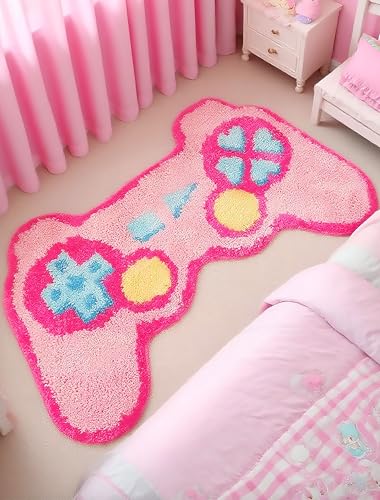 Alfombra gamer rosa kawaii para dormitorio miniatura 1