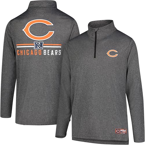 Ultra Game Men's NFL Official Super Soft Quarter Zip Long Sleeve T-Shirt