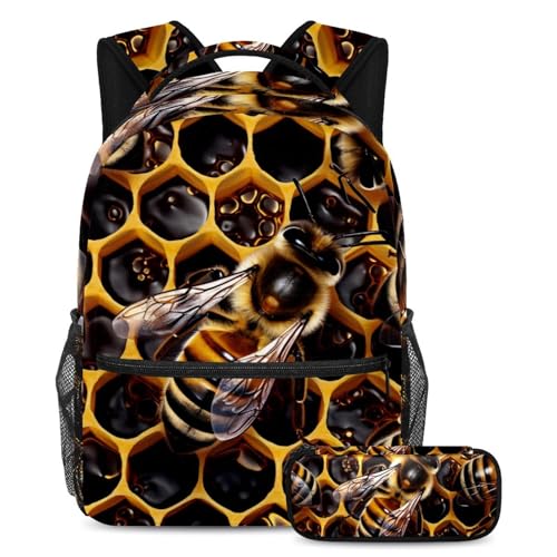 Ensemble cartable avec trousse peint à la main Golden Bee 49 large pour garçon et fille