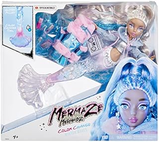 Mermaze Mermaidz Winter Waves - KISHIKO - Includes Mermaid Fashion Doll, Colour Change Fin, Glitter-Filled Tail, and Accessories - For Kids and Collectors Ages 4+