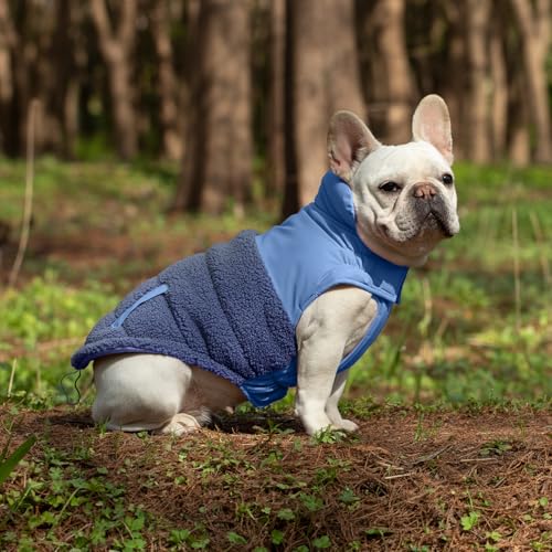 SGSPET Hunde-Wintermantel, Warmes Polsterfleece, Weste mit Geschirr, Wasser-Winddicht, reflektierend, bequem, verstellbar, für kleine/mittel Hunde (Blau, XS(Chest 32cm))