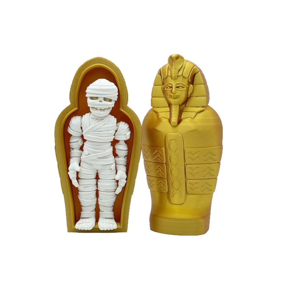 3D Printed Gold Mummy with Case Collectible Figurine for Home Office Executive Desk Décor