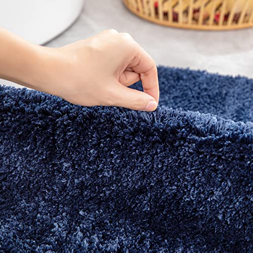 MIULEE 2 Piece Bath Mat Shower Mat Non-Slip Tabis Absorbent Soft Microfibre Toilet Bath Tub Outlet Kitchen Living Room Bedroom Dark Blue 40 x 60 cm - Image 4