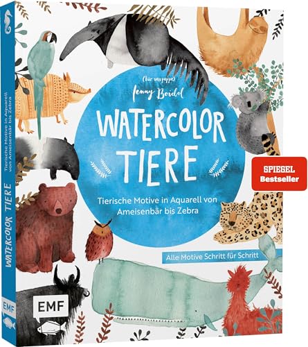 Watercolor-Tiere: Tierische Motive in Aquarell von Ameisenbär bis Zebra:...