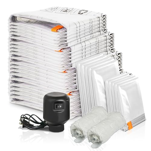 [2024 NEW] 30 Pack Vacuum Storage Bag (5 Jumbo/5 Large/5 Medium/5 Small/10 Hand Roll) Electric Pump Space Saver Rapid Vacuum Double Zip | Clip Stopper | Clothes,Blanket Compression and Travelling
