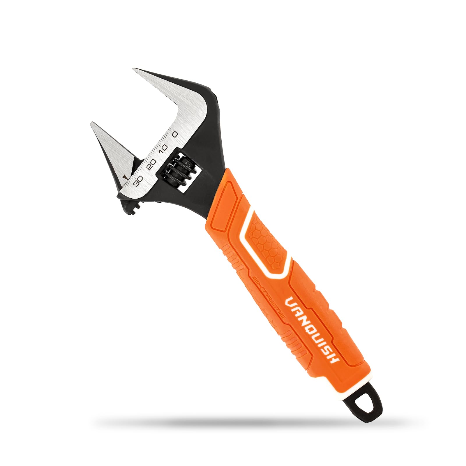VANQUISH 8 Inch Adjustable Wrench, 1-1/2” Wide Jaw Opening Plumbing Wrench, CR-V Steel, SAE and Metric Scale Marked, With Comfort Grip Handle and