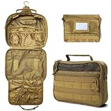 VELVEBAG Tactical Toiletry Bag for Men, Mens Toiletry Travel Bag, Hanging Waterproof TravelShaving Hygiene Bag, Bathroom Multi-pocket Organizer, for Short Trips, Camping & Gym, Khaki