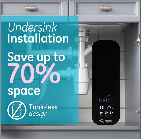 Purikor PK-EASY-600N-Under Sink Reverse Osmosis System, 4 Stage Tankless, Purified Unit Water Filter, NSF/ANSI 372 & 58 Certified, Smart 360 LED Faucet, 600 GPD