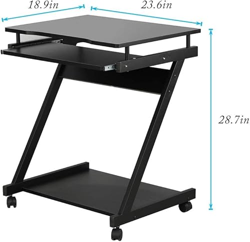 Miniatura 3 de SogesGame Carrito de escritorio portátil compacto para computadora para espacios pequeños, estación de trabajo de trabajo, carrito de computadora