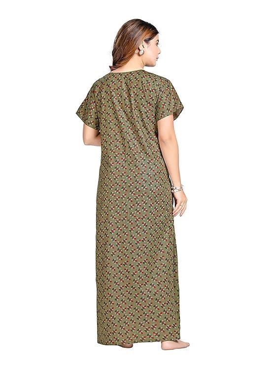 Image of PNAEONG Women's Cotton Printed Nighty Night Gown Maxi Free Size (Pack of 2)