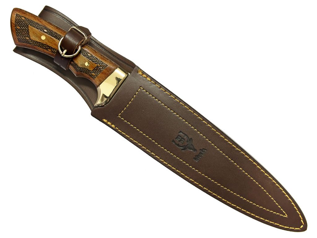 LO TRINCO YO Muela Cuchillo Remate RECOVA hoja de acero Nitro-42 de 23 cm y empuñadura de Madera prensada Haya grabada para Caza, Pesca, Supervivencia y Bushcraft