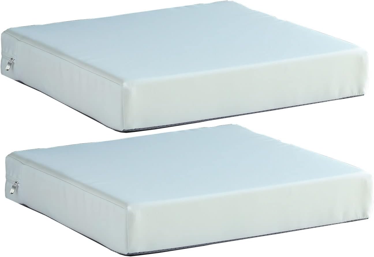 20x20 inch Patio Chair Cushions Non Slip Bottom Chair Pad with Ties waterproof Square Outdoor Seat Cushion Replacement for Garden Swing Furniture Set of 2, White White 20x20