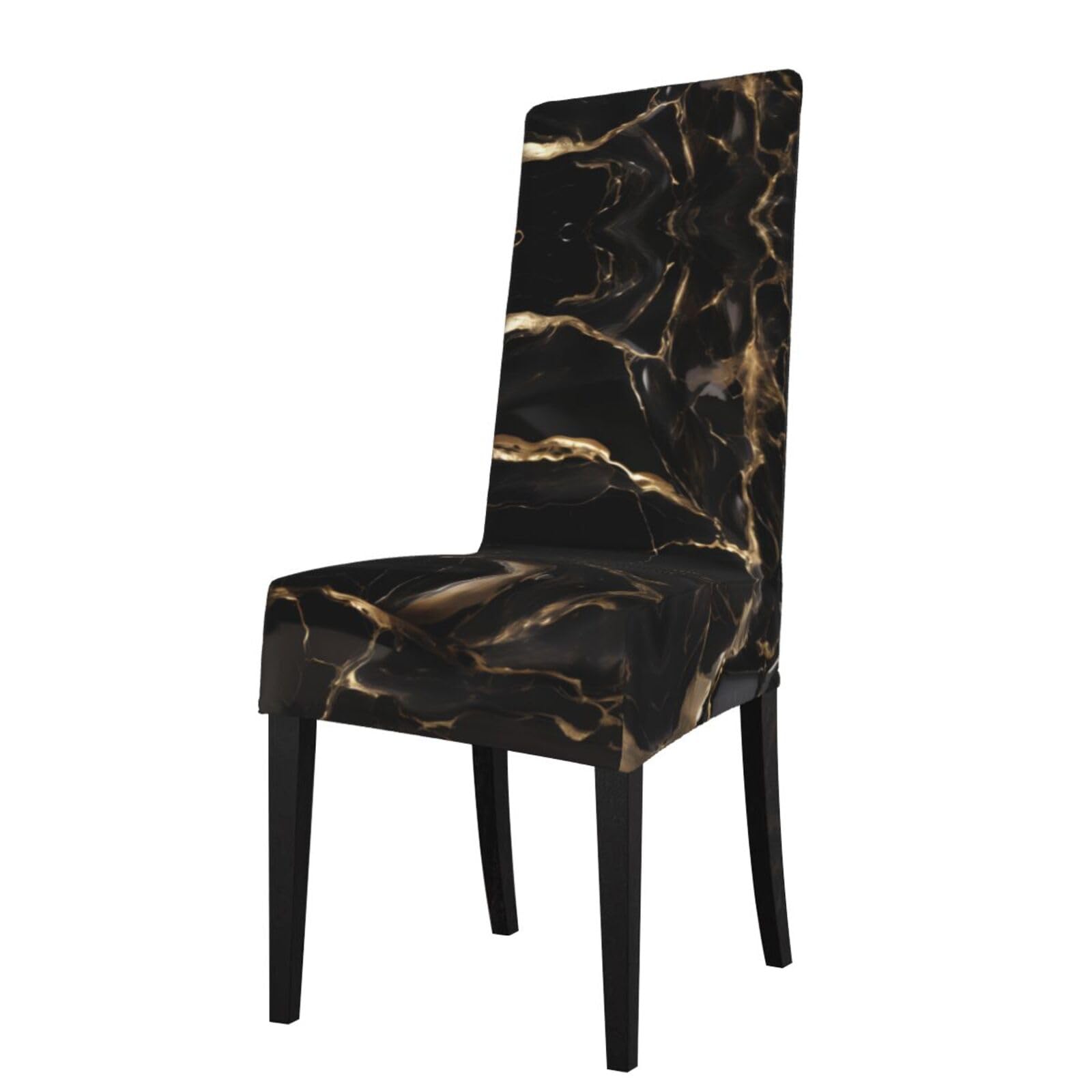 YYHWHJDE Black Gold Marble Prints Protection Cover for Dining Chair – Stretchable Slipcovers for a Refreshing Dining Room Makeover
