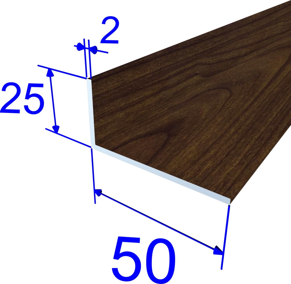 FaiX3.it - Perfil angular en L 50x25x2 mm de aluminio, efecto madera cerezo C317R, longitud 1500 mm