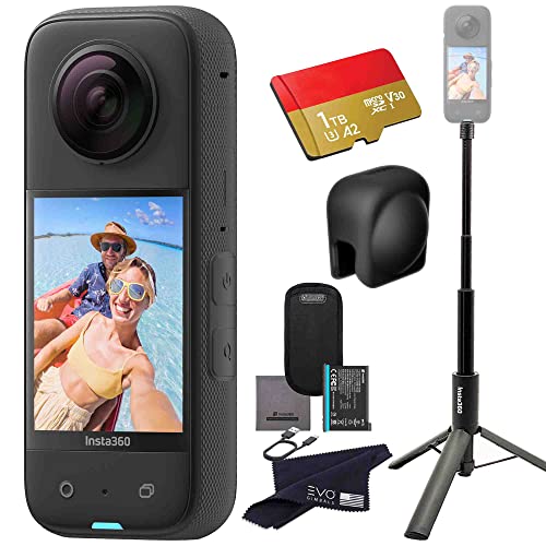 Image of Insta360 X3 - Waterproof 360 Action Camera with 1 /2 inch 48MP Sensors, 5.7K 360 HDR Video, 72MP 360 Photo, 4K Single-Lens, 2.29 inch Touchscreen|Bundle Includes 2-in-1 Selfie Stick, Lens Cap&1TB