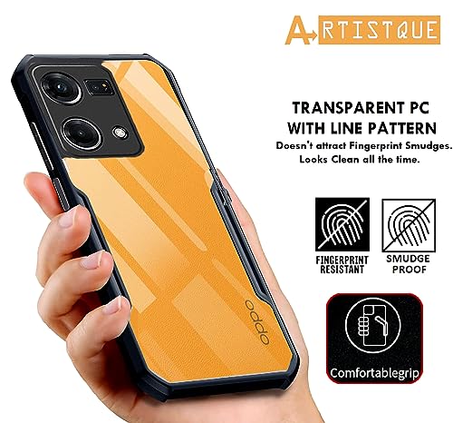 Image of A rtistque Clear Hard Transparent Acrylic Armor Anti-Drop Shockproof TPU Edge Back Cover Case for Oppo F21 Pro 4G - Black