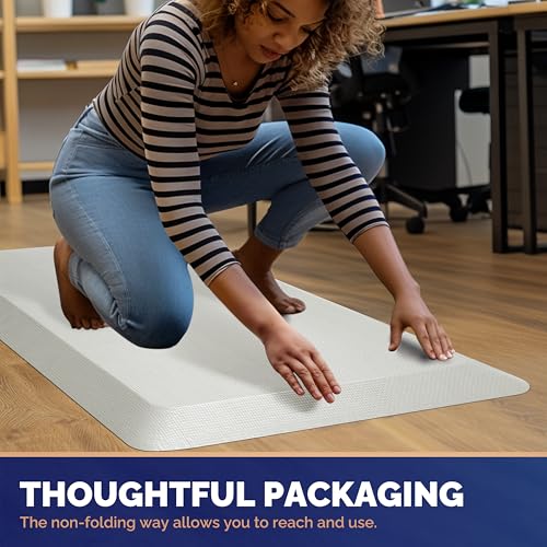 Image of FEATOL Anti Fatigue Mats for Standing, 9 /10 Extra Thick Ergonomic Standing Desk Mat, Comfort Memory Foam Standing Mat at Home,Office All Day (17 inch x 24 inch, White, 2PC)