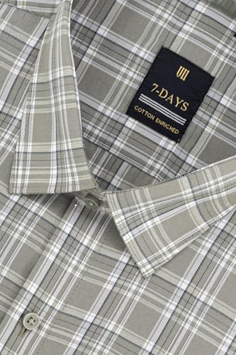 Image of 7-DAYS Men's Premium Checks Formal Shirt - Cotton Rich, Regular Fit, Full Sleeve, with Pocket, Wrinkle Resistant - Stylish Office & Everyday Wear.