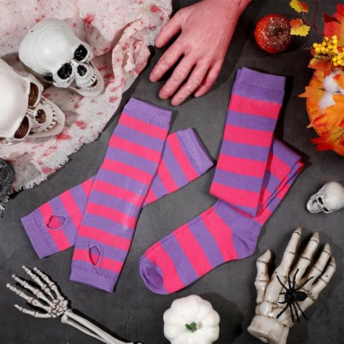 Geyoga Arm Warmers Leg Warmers Striped Thigh High Socks Fingerless Gloves Stockings Christmas Halloween2