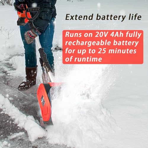 Pelle à neige électrique, souffleuse à neige sans fil avec 2 batteries, poignée réglable et manche télescopique, outil de déneigement extérieur pour allées et routes scolaires