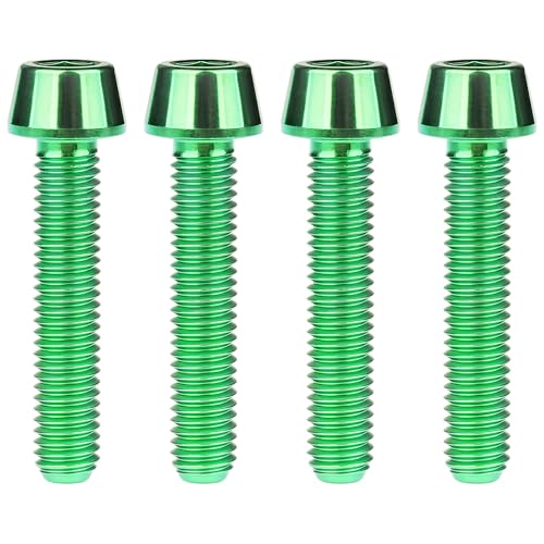 Image of Titanium Ti Bolt M5x9 16 18 20 25 30 35 40 45 50 55 60mm Tapered Head Screws Pack of 4 (M5x25mm, Green)