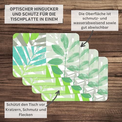 Vénilia Tischset Blätter, Platzset für Esszimmer, Esstischmatten, Telleruntersetzer, Platzdeckchen, abwischbar, lebensmittelecht… – Ansicht 3