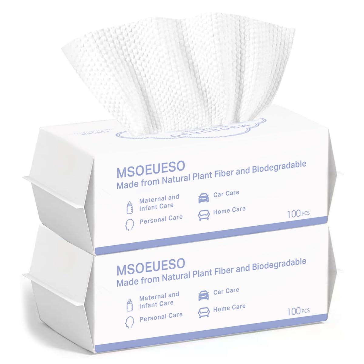MSOEUESO - Toalla facial desechable, pañuelos faciales 100% algodón, paños secos para la cara, toallas limpias biodegradables, toallitas desmaquillantes, ultra suaves para adultos y bebés, 200