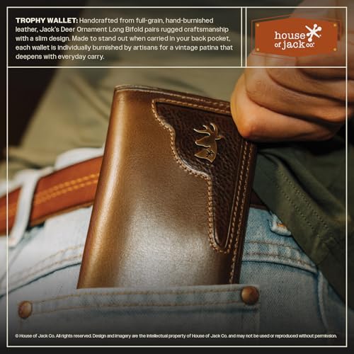 House of Jack Co. Deer Ornament Long Bifold Rodeo Wallet, Hunting Wallet | Slim Profile Backpocket Western Wallet, Full Grain Cowhide Leather Long Wallet, Hunting Wallet, Gift for Men, Brown - Image 3