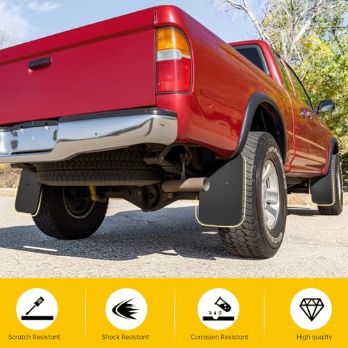 Image of Mud Flaps for 1999-2004 Toyota Tacoma with OEM Fender Flares Only, No Drill Splash Guards Front & Rear Truck Mud Guards with Hardware Accessories Mudflaps Set,4PCS