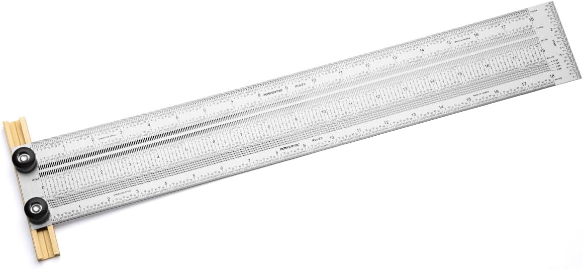 POWERTEC 80026 18 Inch Precision Marking T Rule, Stainless Steel Woodworking T Square Ruler for Marking, Measuring, Scribing Tool
