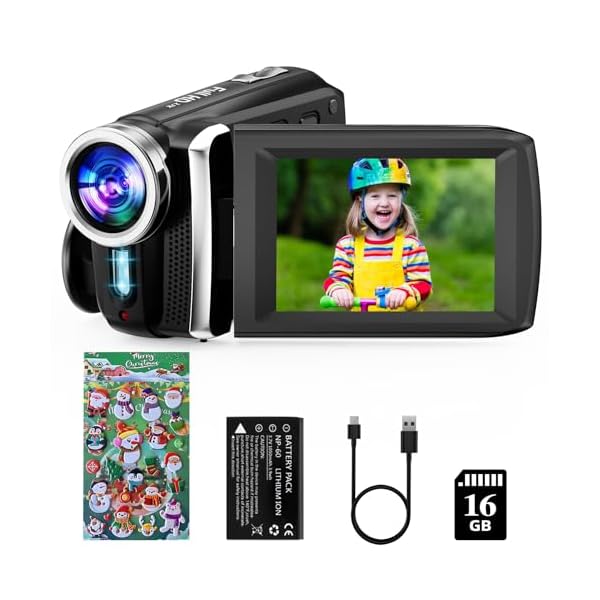 Video Camera Camcorder HD 2.7K 36MP Kids Camcorder Vlogging Camera for YouTube TikTok Digital Video Camera Recorder with 16GB Card,Christmas Stickers,8X Digital Zoom for Kids