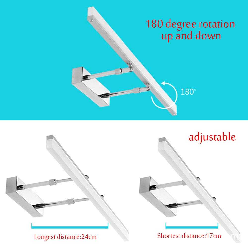 Moderne luci a LED per Il Bagno, 40 cm/50 cm/60 cm/70 cm/80 cm/90 cm, Regolabili, sopra Lo Specchio, Lunghe luci a LED per Il Bagno, Applique da Parete, Specchio, Luce Bianca 6000-6500Ｋ, ARG
