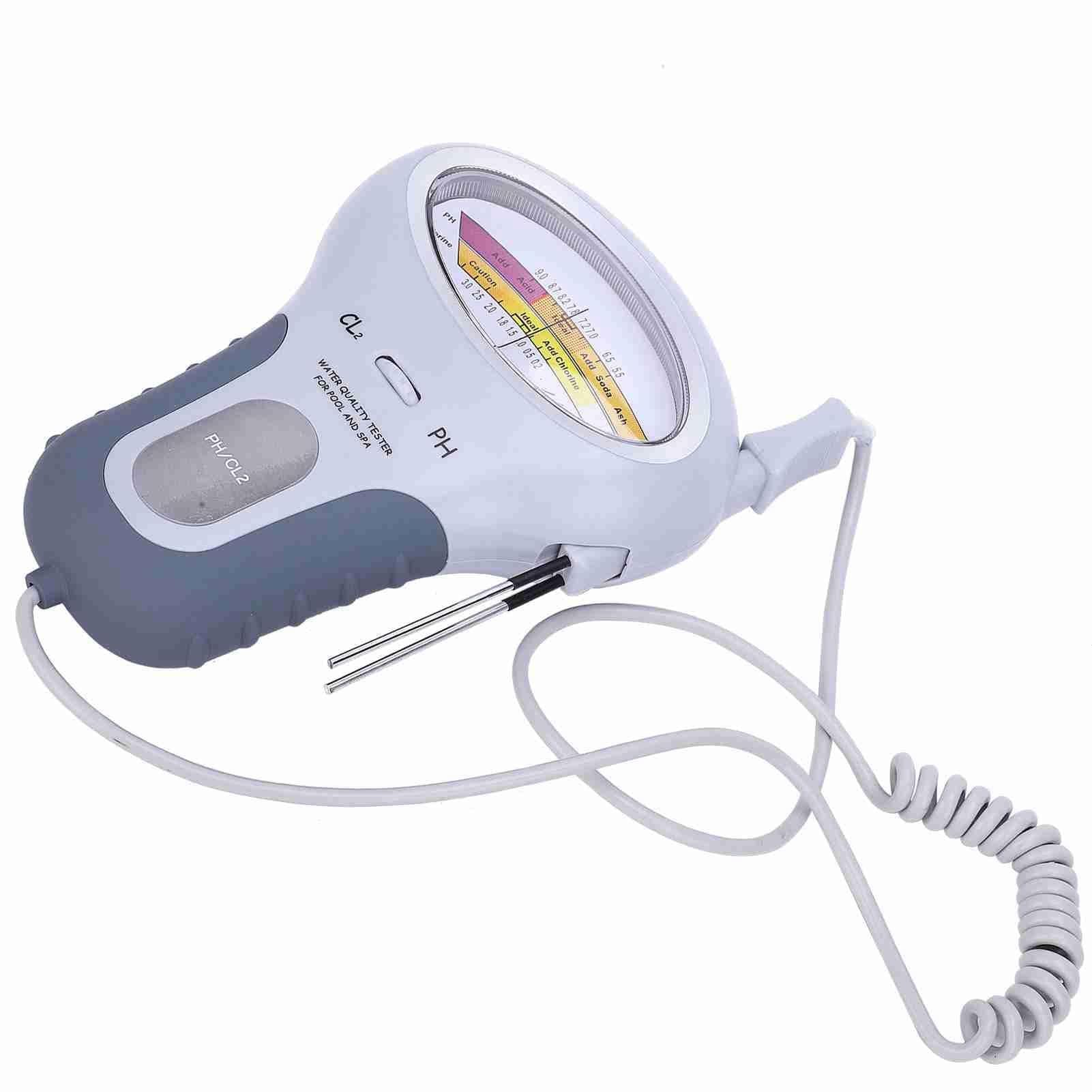YWBL-WH Pool-Wasserqualitätsanalysator mit CL2 Chlor- und pH-Sensor, multifunktionales Messgerät für Pool-Wasser, Chlor-pH-Wasserzähler mit LCD Display, Wasserqualitätstester für Schwimmbad