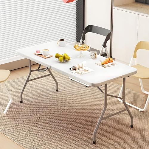 Table pliante exterieur 180cm blanche gain de place pour jadin