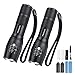 flintronic Lampe Torche LED Ultra Puissante, 2PCS Lampe de Poche 1200Lumens avec 2 Piles 18650, Chargeur USB et Holster,5 Modes, Étanche,Anti-Choc Zoom Longue Portée pour Bricolage,Camping,et Urgences